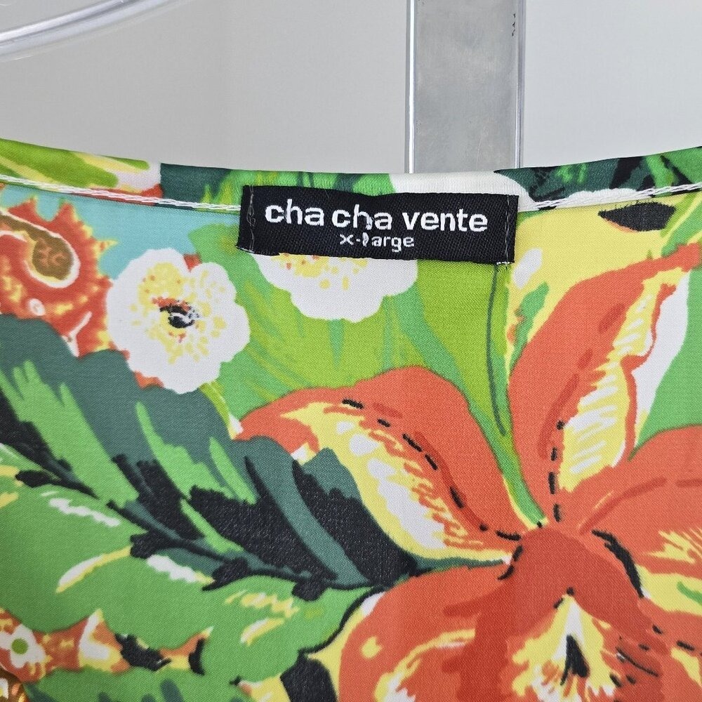 Cha Cha Vente Scoop Neck Tie Front Long Sleeve‎ Multicolor Top XL - Picture 3 of 7